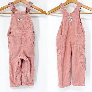OshKosh Bigosh Corduroy Pink Baby Girl Overalls Bibs 24 Months Toddler